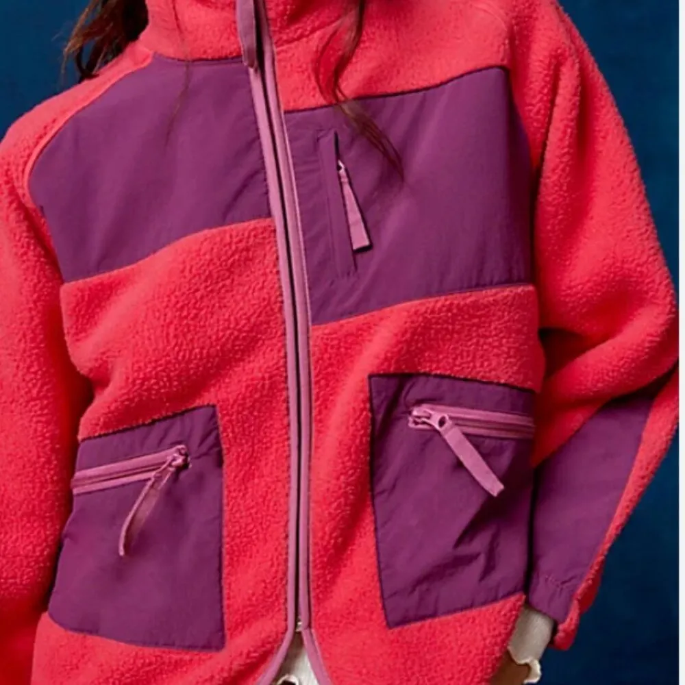 NWOT Urban Outfitters BDG Bruce Fleece Spliced Zip-up Jacket In Plum - Image 4
