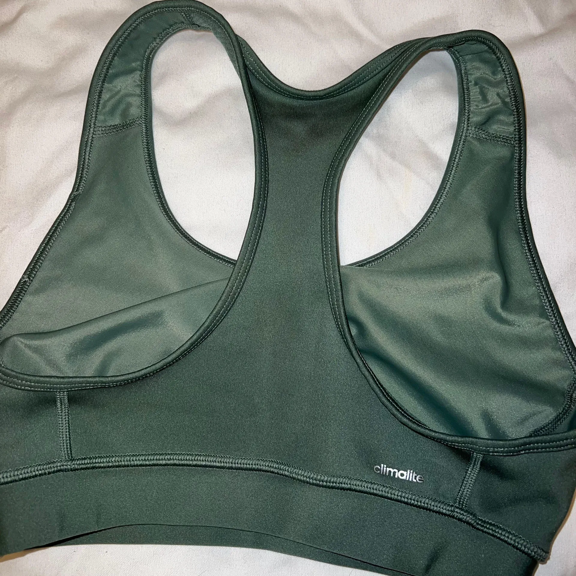 Olive Green Unpadded Racerback Sports Bra - Image 2