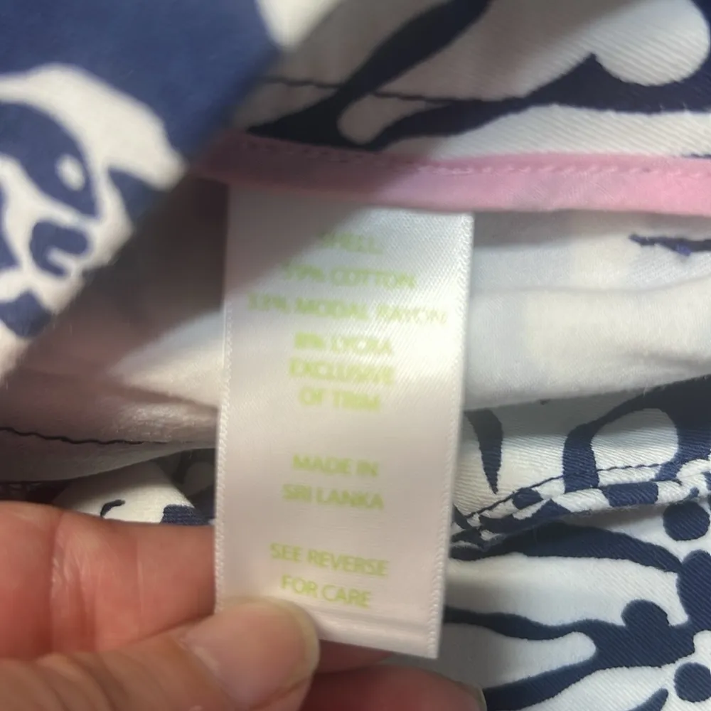 Lilly Pulitzer Navy Blue White Ocean Seashell Capri Pants Size 0 - Image 3