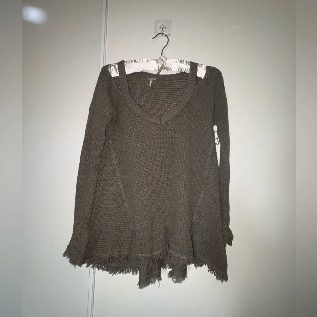 Free People Sage Green Off-the-Shoulder Sweater - Image 4