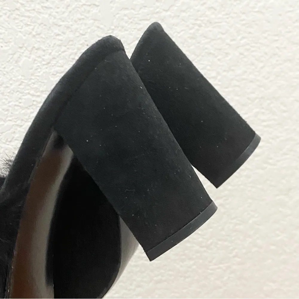 STUART WEITZMAN 5W 47312 Black Calf Hair Fur Slip On Heeled Mules Size 8.5 - Image 9