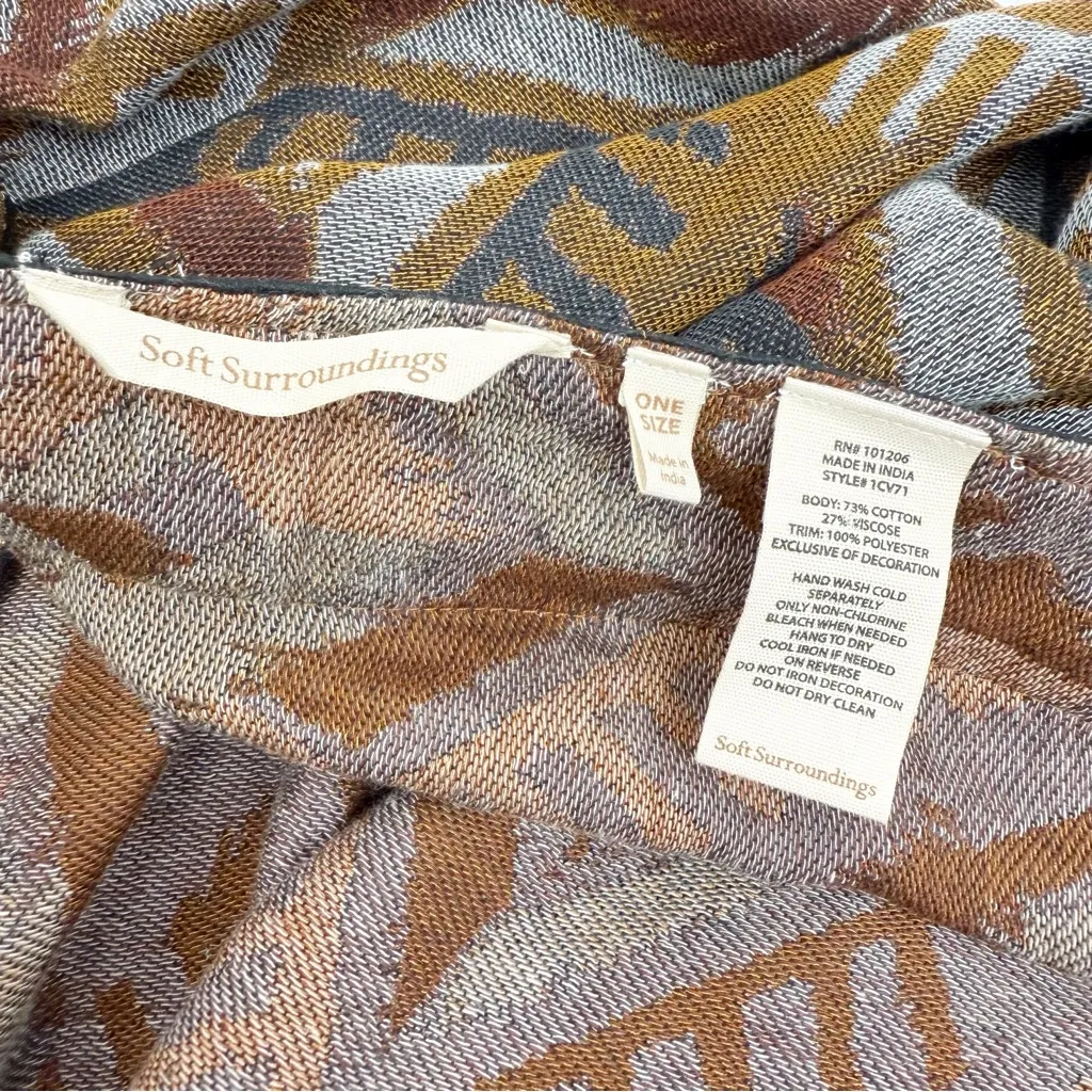 Soft Surroundings Asmara Embellished Beaded Knit Tapestry Wrap Earthy Ikat - Image 15