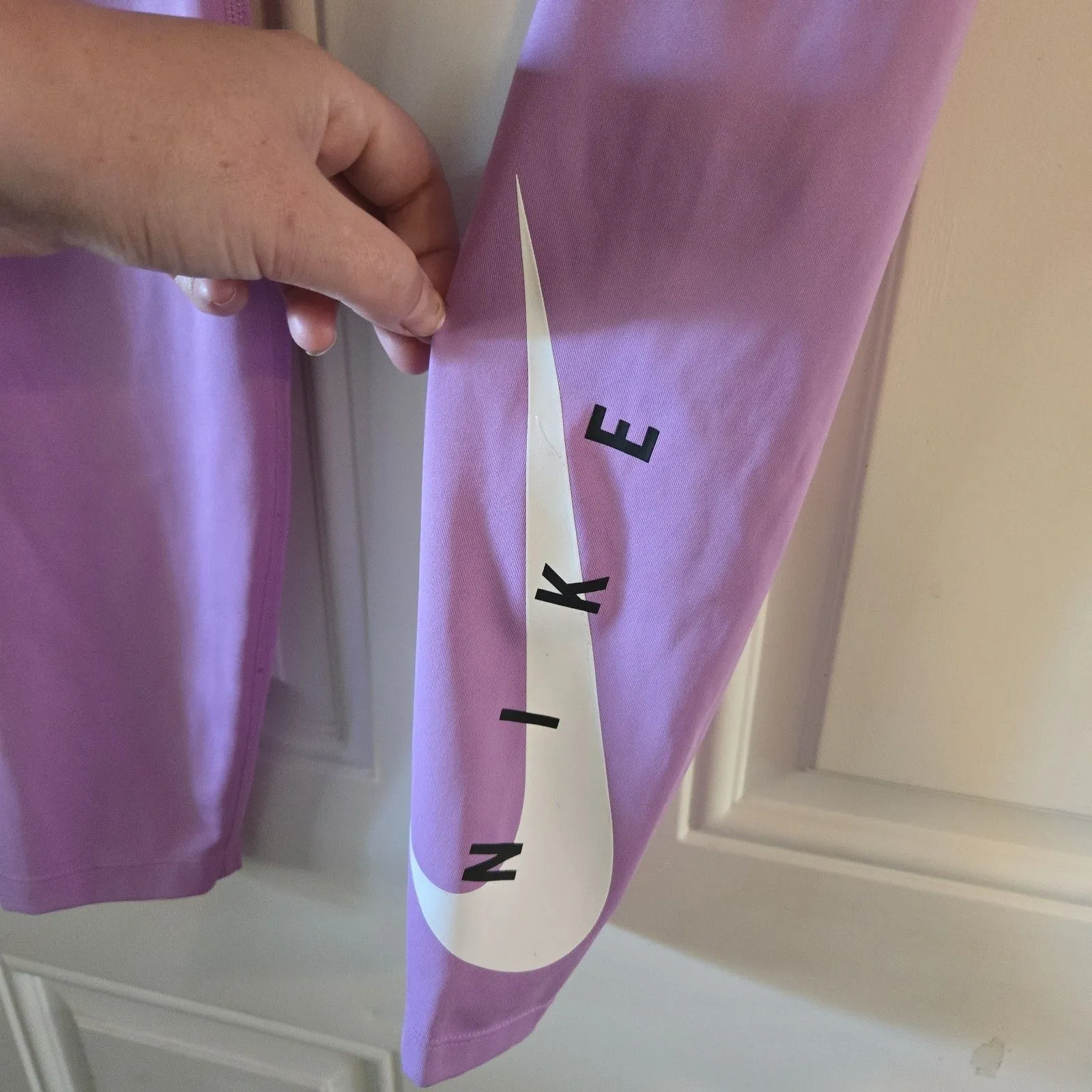 Nike Dri-Fit Leggings Purple Polyester Spandex Athletic Women's Size Large Yoga - Image 3