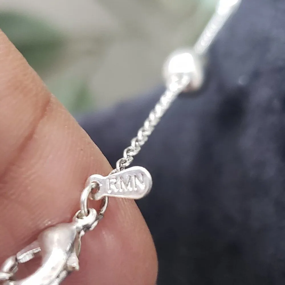 RMN Womens Silver and Brass Tone Beaded Charm Necklace with Lobster Clasp - Image 7