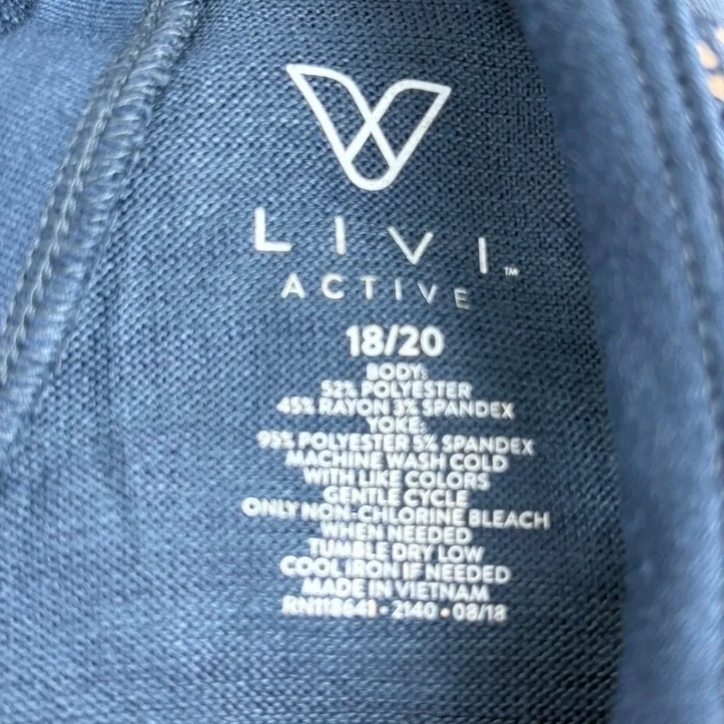 *Livi Active Top Womens Plus 18/20 Teal Lace Front Open Back Athleisure Shirt Blue - Image 4