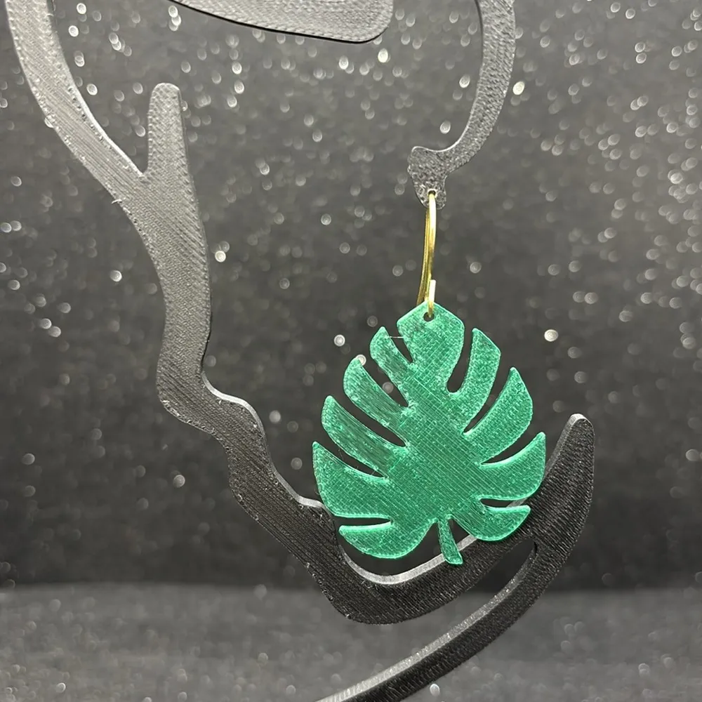 Green Monstera Earrings - Image 2