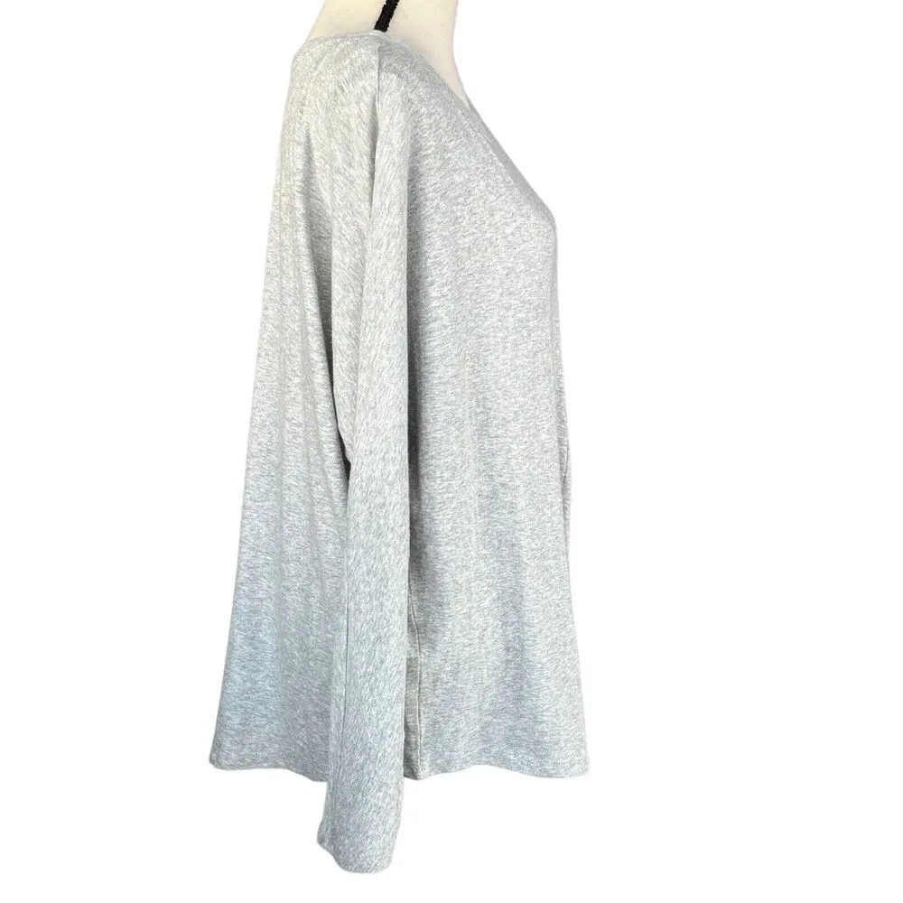 Style & Co X-Large Top Long Sleeve Round Neck Stretch Lightweight Gray Heathered - Image 3