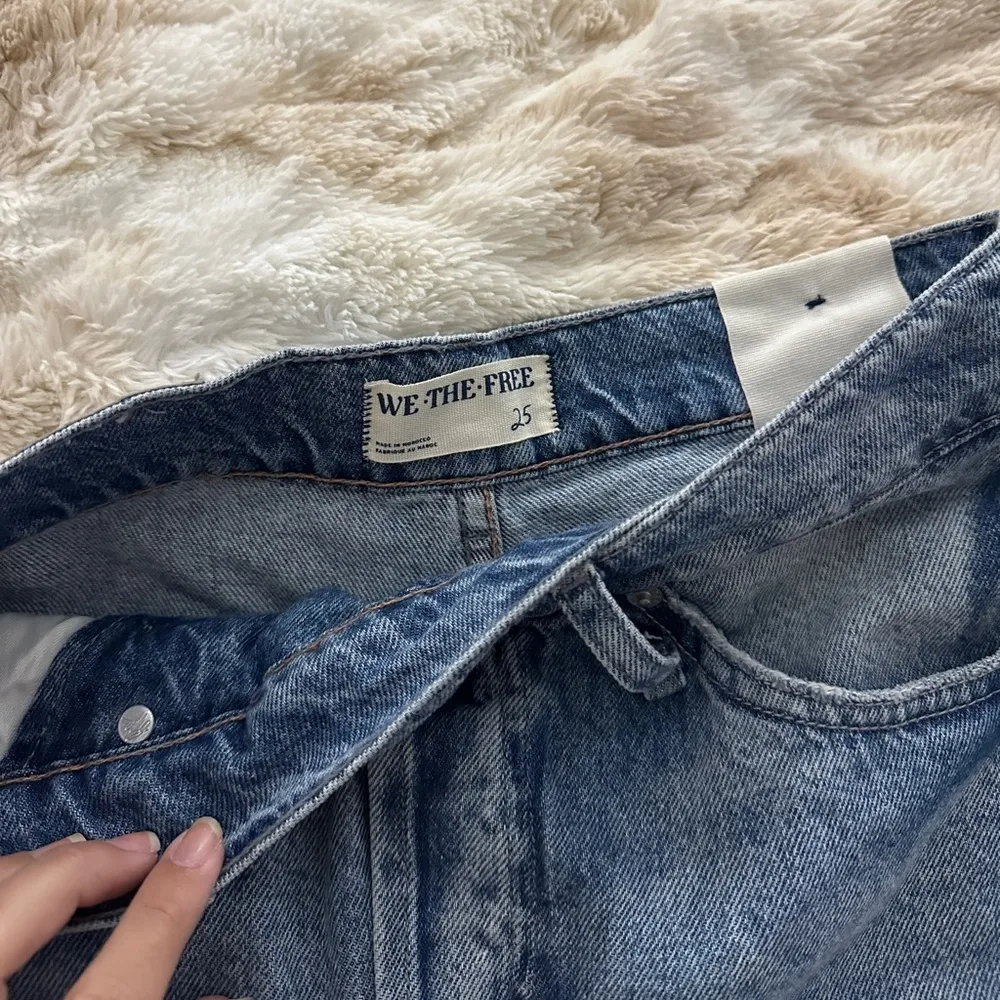 NWT Free People Boomerang Overlap High Waist Denim Cutoff Long Shorts - Image 9