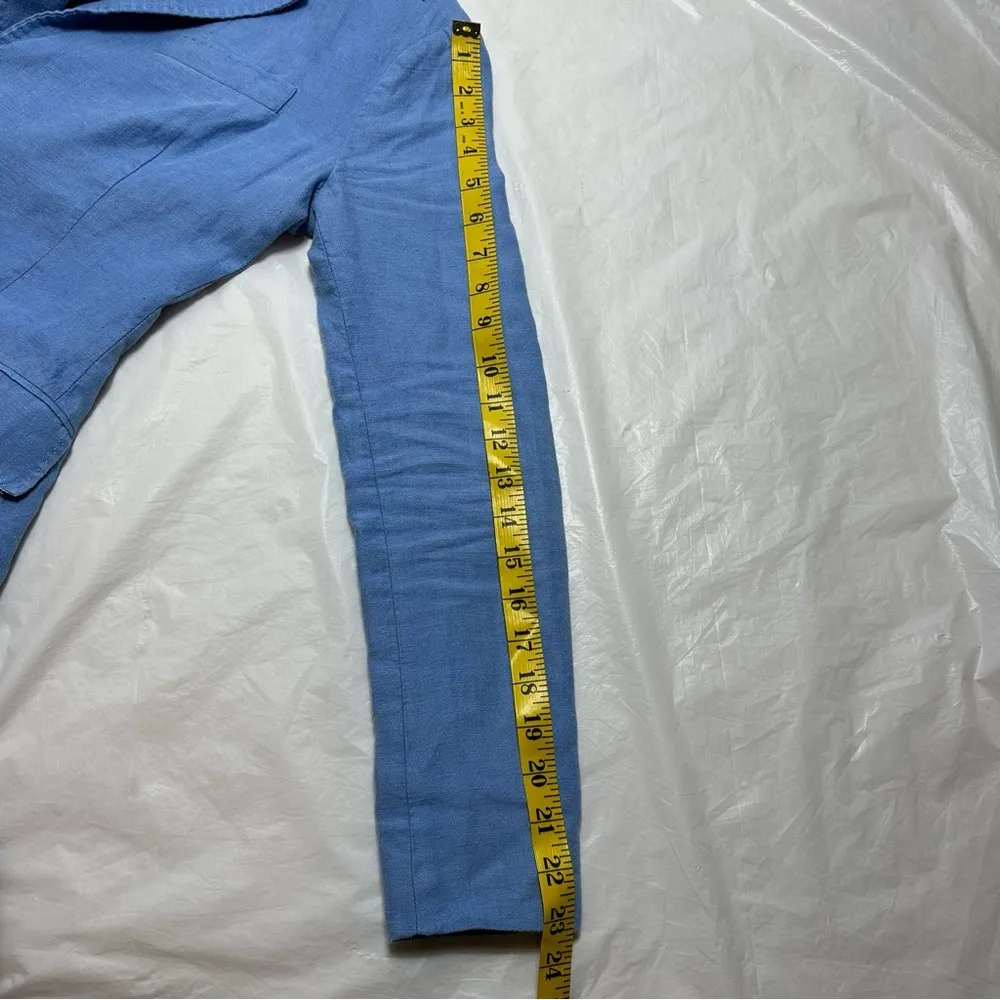 Ralph Lauren single breasted linen Chambray Blue blazer sz 0 - Image 12