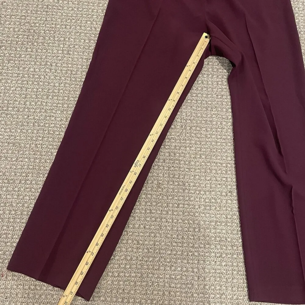 PENDLETON Pants Women's 14 Plus Burgundy Dress Wide Leg Crease Trousers Slacks - Image 7
