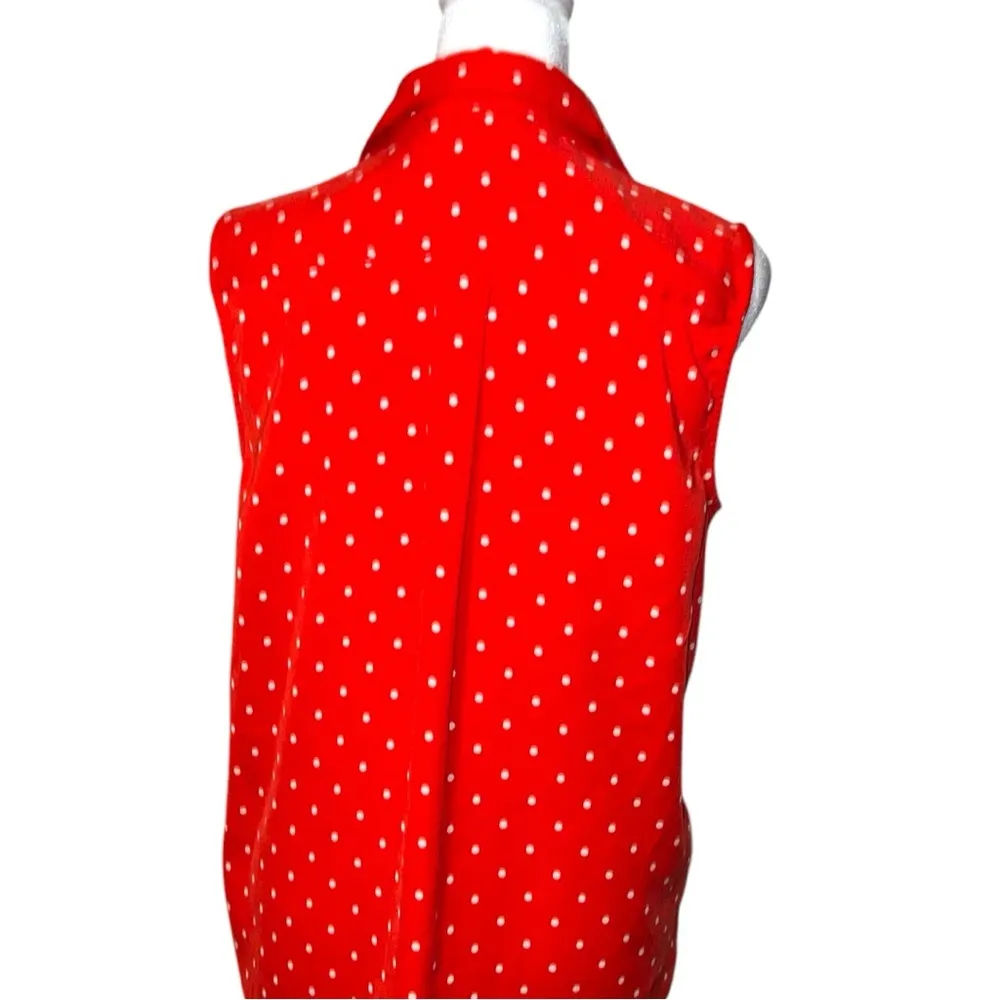 Jasmine &Julliana new red and white polka dot sleeveless blouse. Size M - Image 6