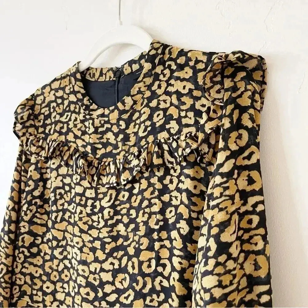 Who What Wear Target Leopard Chiffon Ruffle Dress Size Medium EUC - Image 6