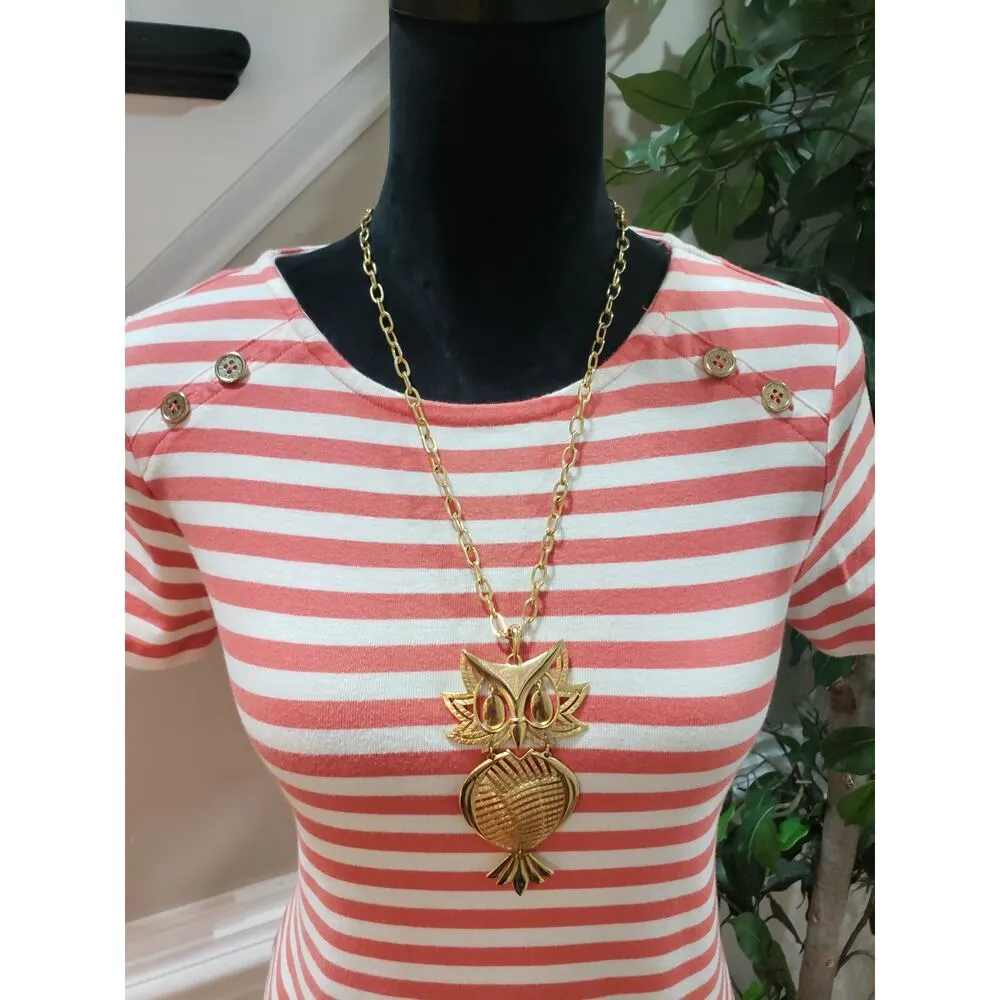 Tommy Hilfiger T-Shirt Women's Medium Red Striped Cotton Regular Fit Slit Hem - Image 5