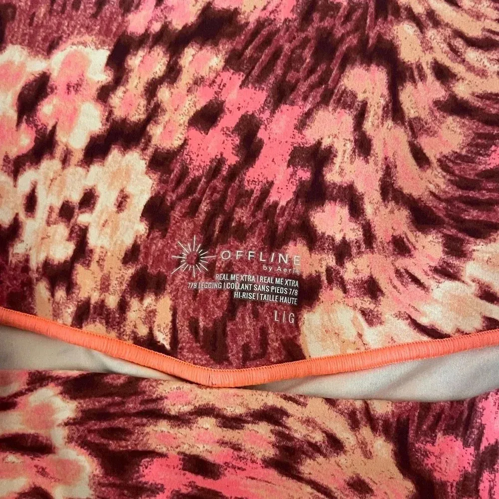 Aerie Offline Pink Real Me Extra Hold Hi-Rise 7/8 Pink floral leggings Large - Image 5