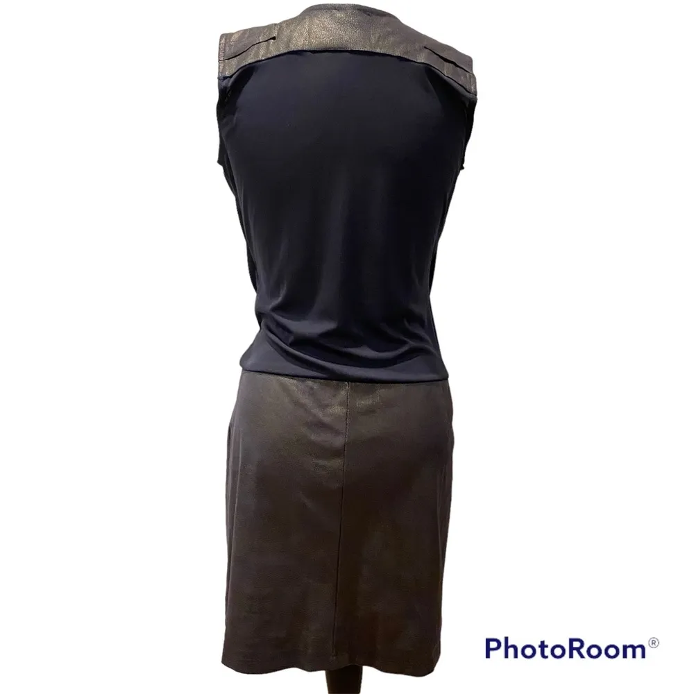 Charming Girl Womans Navy Blue Faux Leather Dress Size Large - Image 9