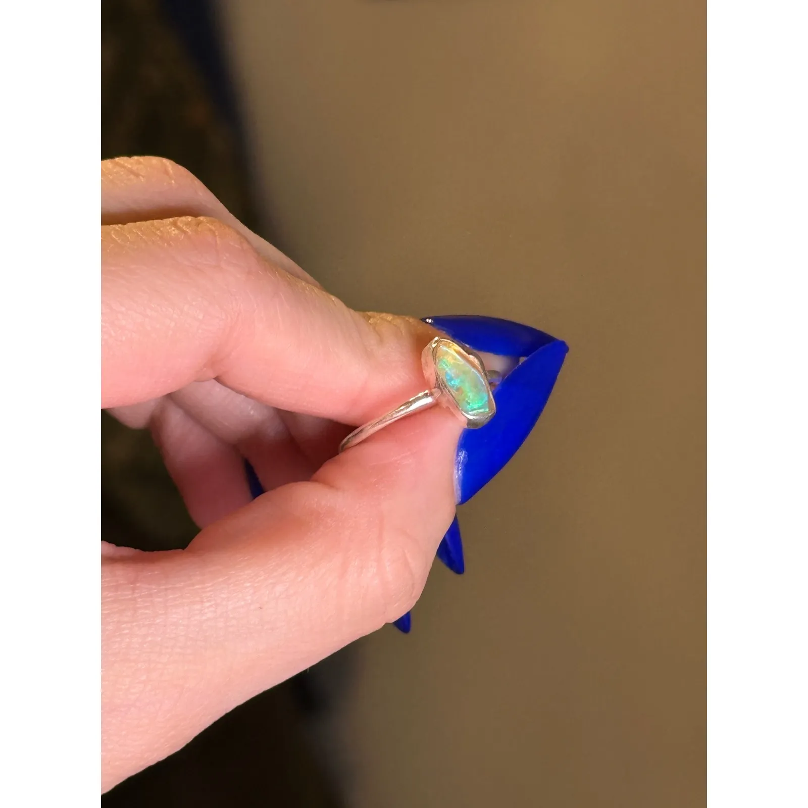 Ethiopian Opal Sterling Silver Handmade Ring Size 9 - Image 5