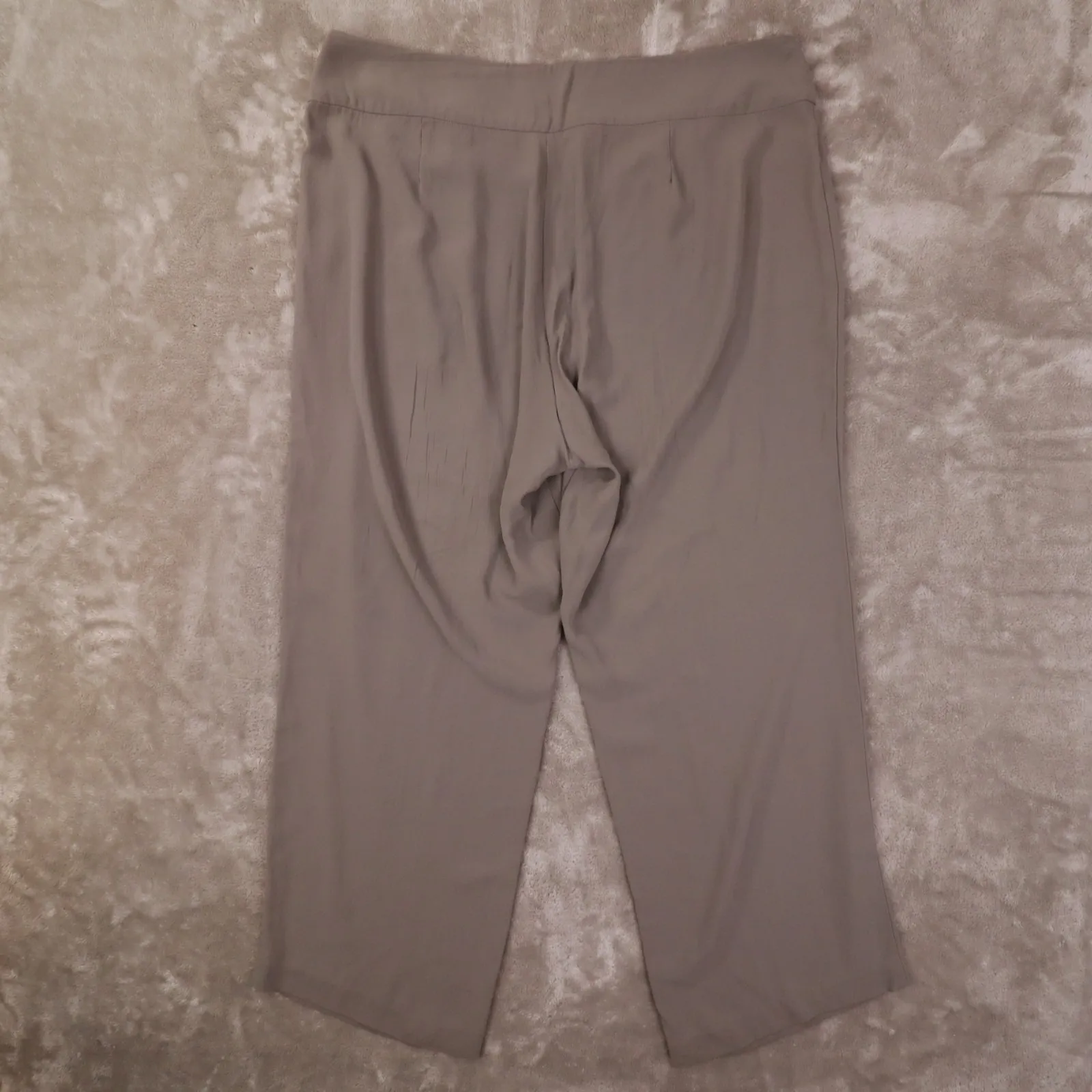 Eileen Fisher Gray 100% Silk Wide Leg Dress Pants Crop Side Zip Womens Size XL - Image 6