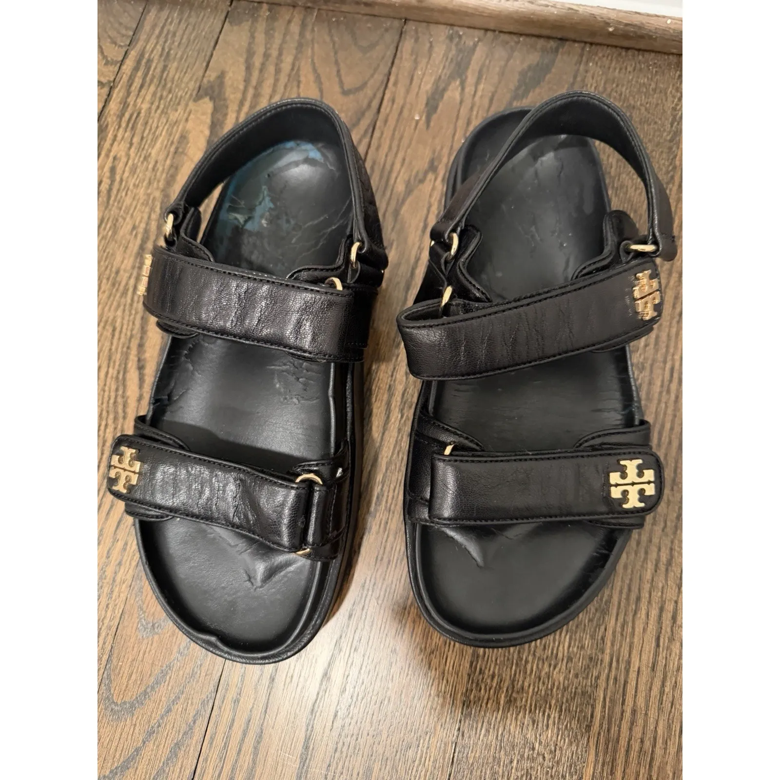 Tory Burch Kira Sport Sandal Black Leather Sz 7.5 $300 MSRP - Image 2