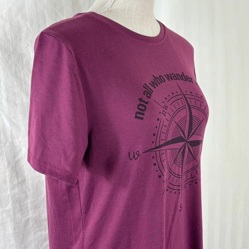 Compass Graphic Short Sleeve Wine Red T - Image 5