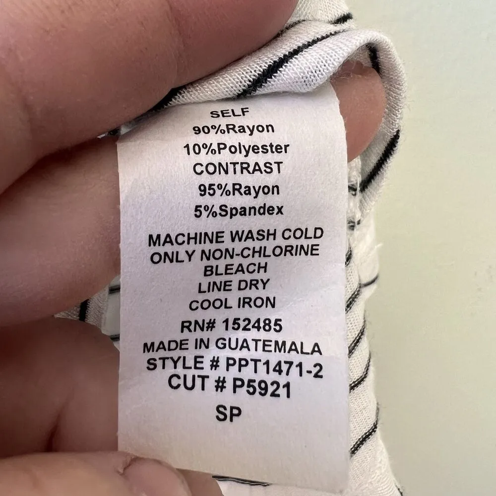 Striped Papermoon Womens T-Shirt With Yellow Accents & Pocket‎ - Image 3