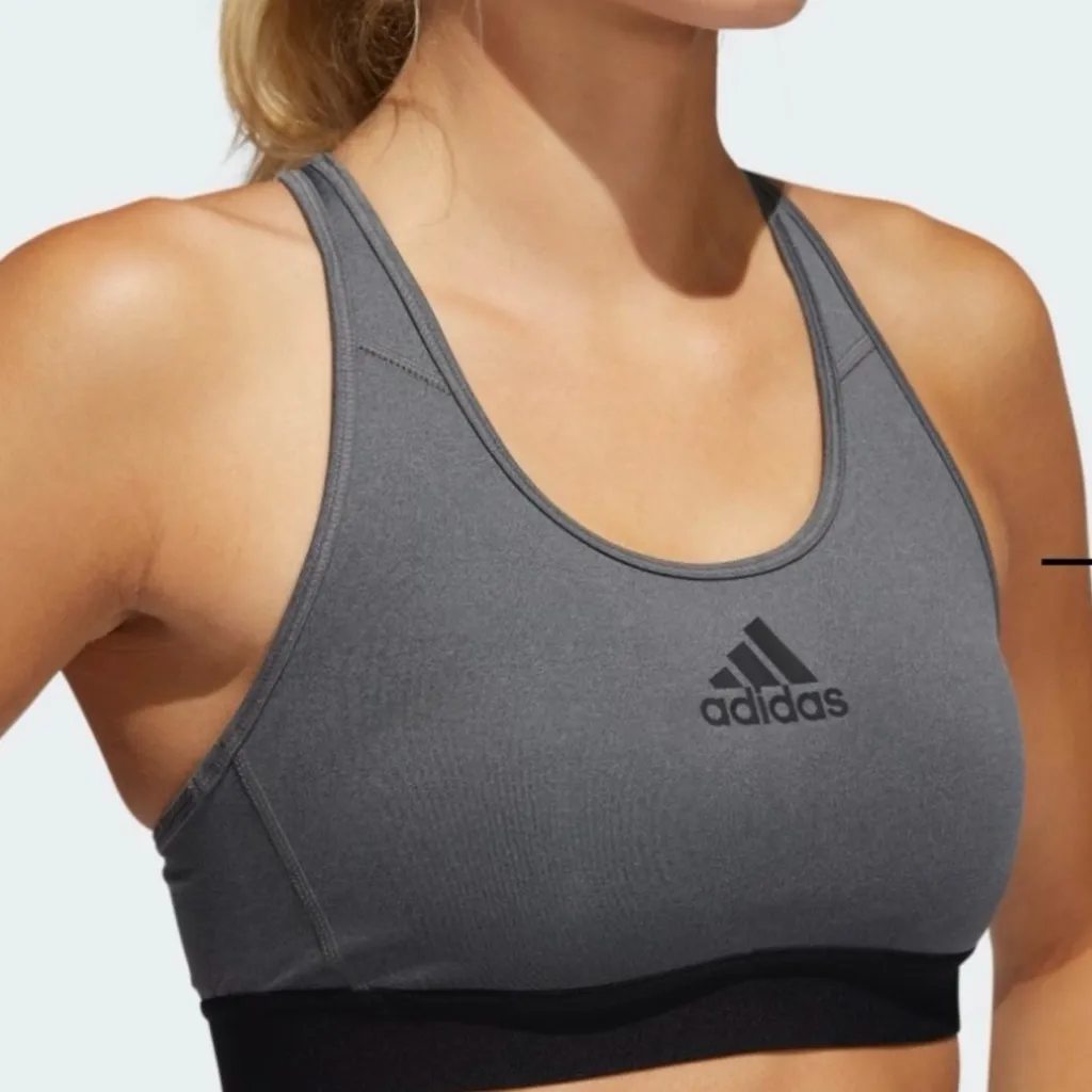 🆕 NWT Adidas Don’t Rest Sports Bra Racerback Mesh Sheer Stretch Grey Black XS - Image 2