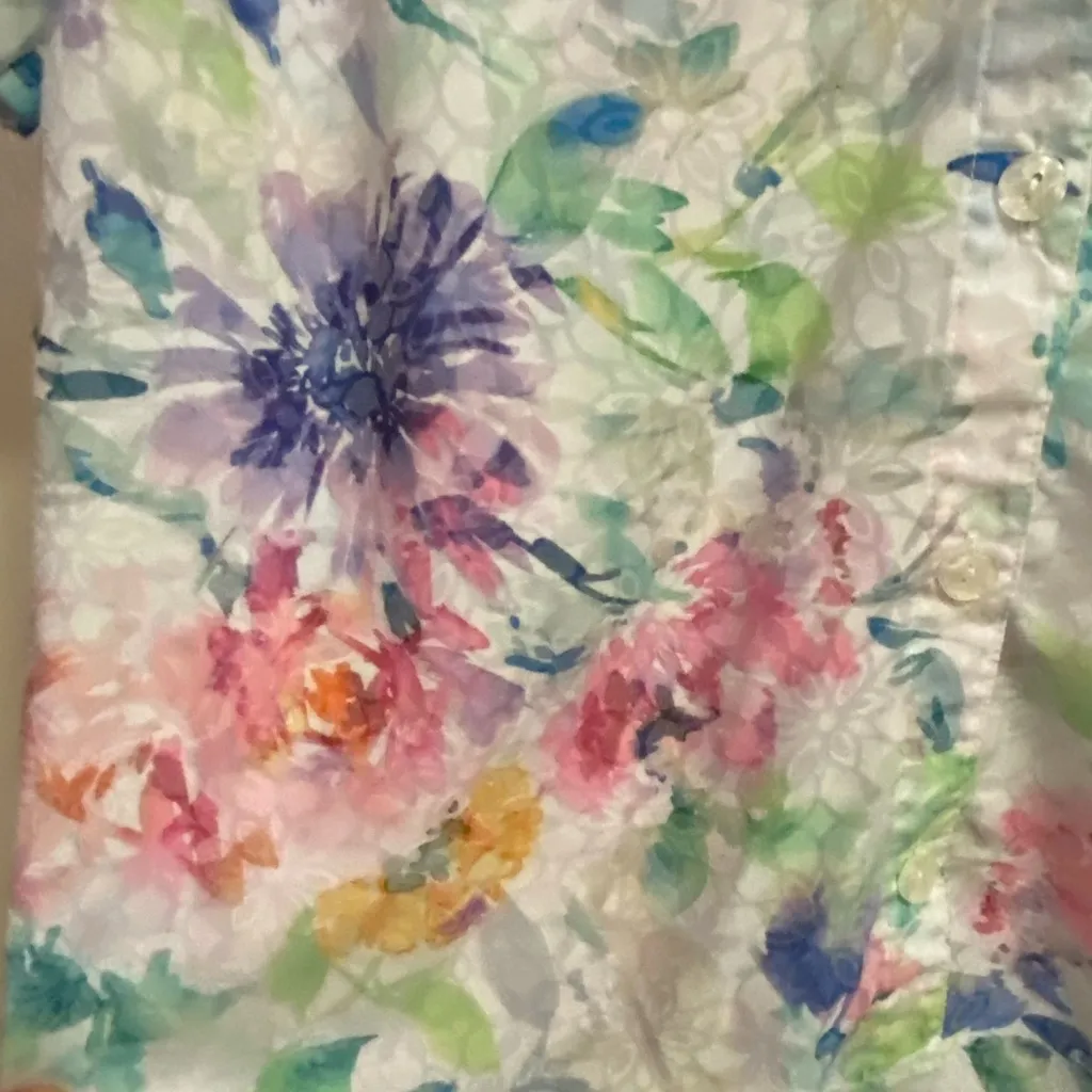 Alfred Dunner Womens Top Blouse 2X 2XL Button Up Bright Pastel Floral Print - Image 4