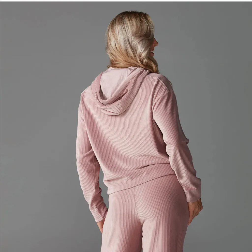 TAVI ACTIVE Primrose Brushed Rib Pullover Hoodie Size Medium Pink - Image 3