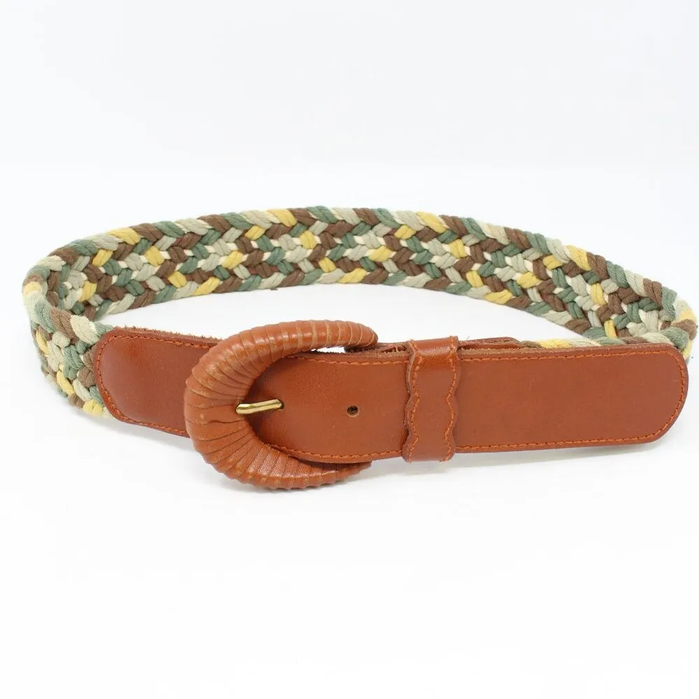 Vintage Express Leather & Cotton Woven‎ Belt S - Image 2