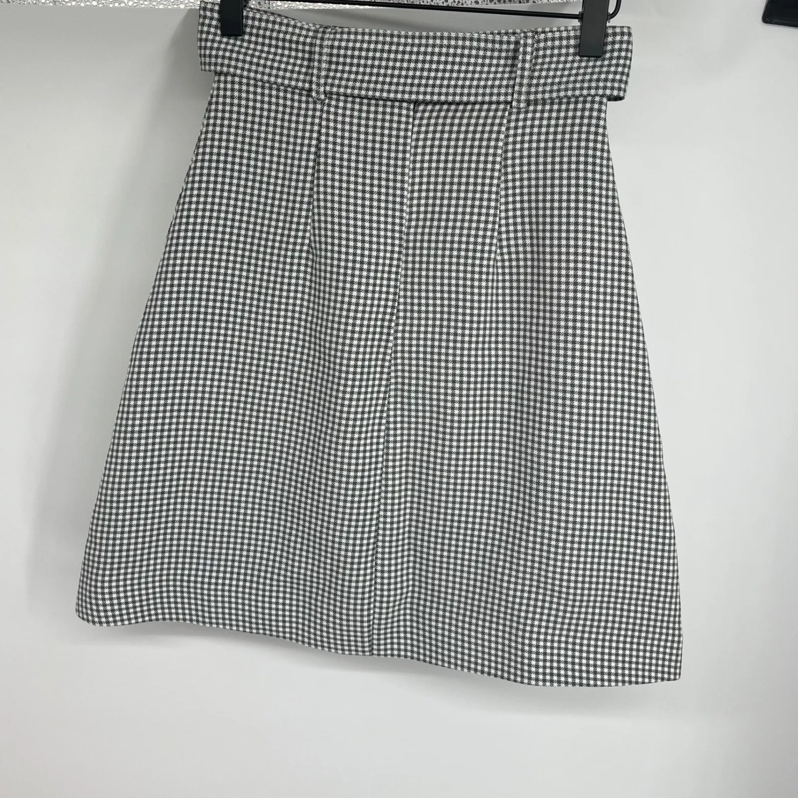 House of Campbell Andie Skirt Gingham Belted A Line Mini Skirt Size 6 Green - Image 4