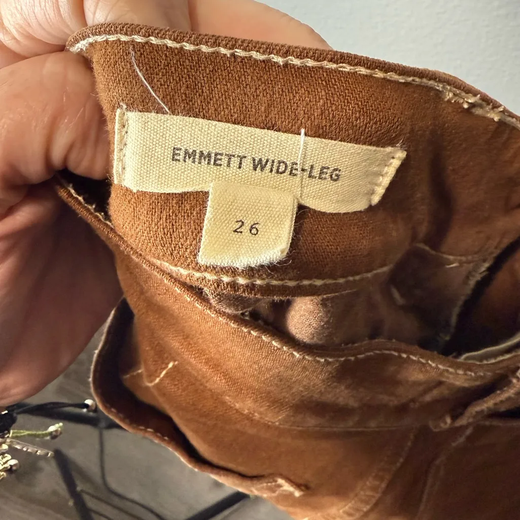 Madewell Women's Brown Emmett Wide-Leg Denim Pants Size 26‎ - Image 4