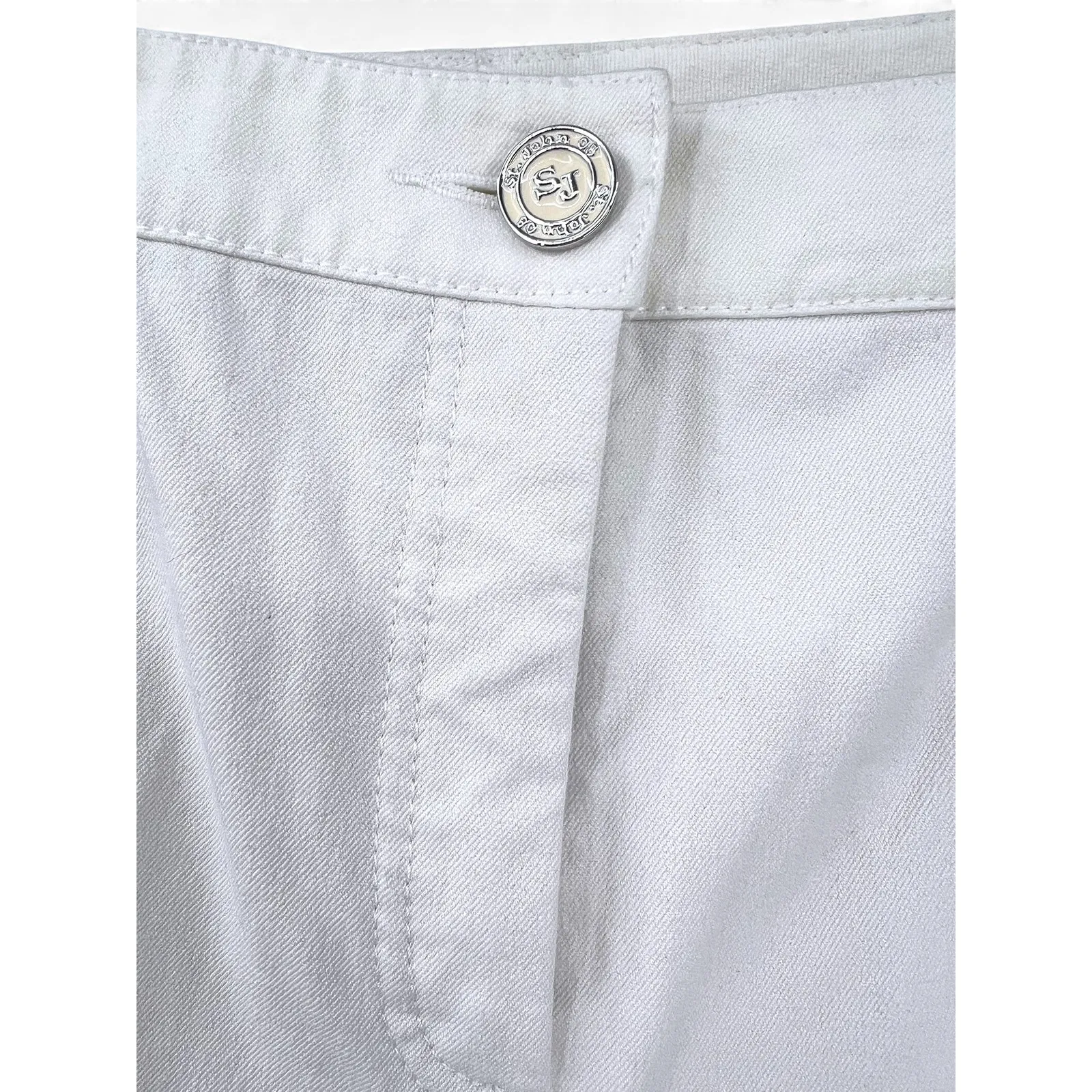 St John white jeans 10 Sport Pants black applique embroidery Straight Leg Women - Image 3