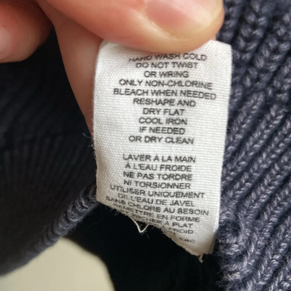 For The Republic Cotton Crewneck Sweater (Sz XL) Blue Distressed Cable Knit - Image 6