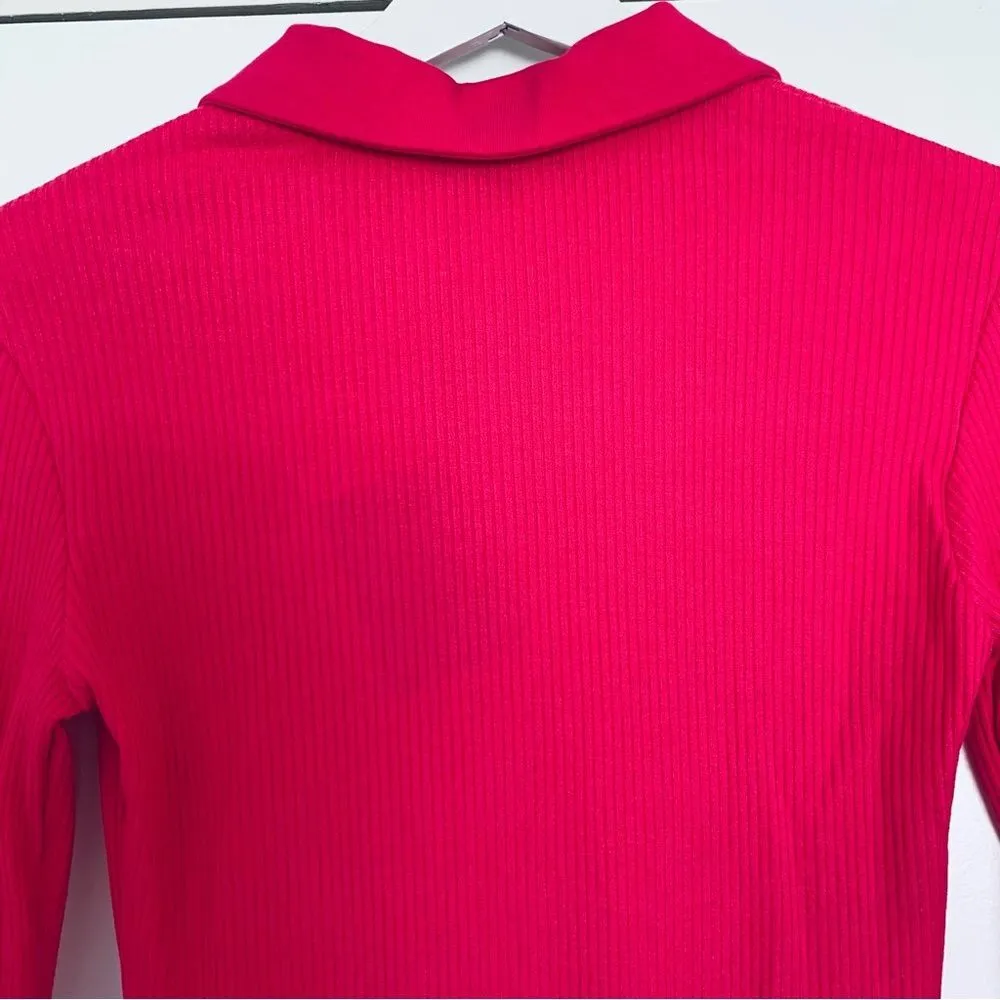 NWT Area Stars Women's Pink Juliette Stretchy Ribbed Knit Polo Dress $150 | XS - Image 11