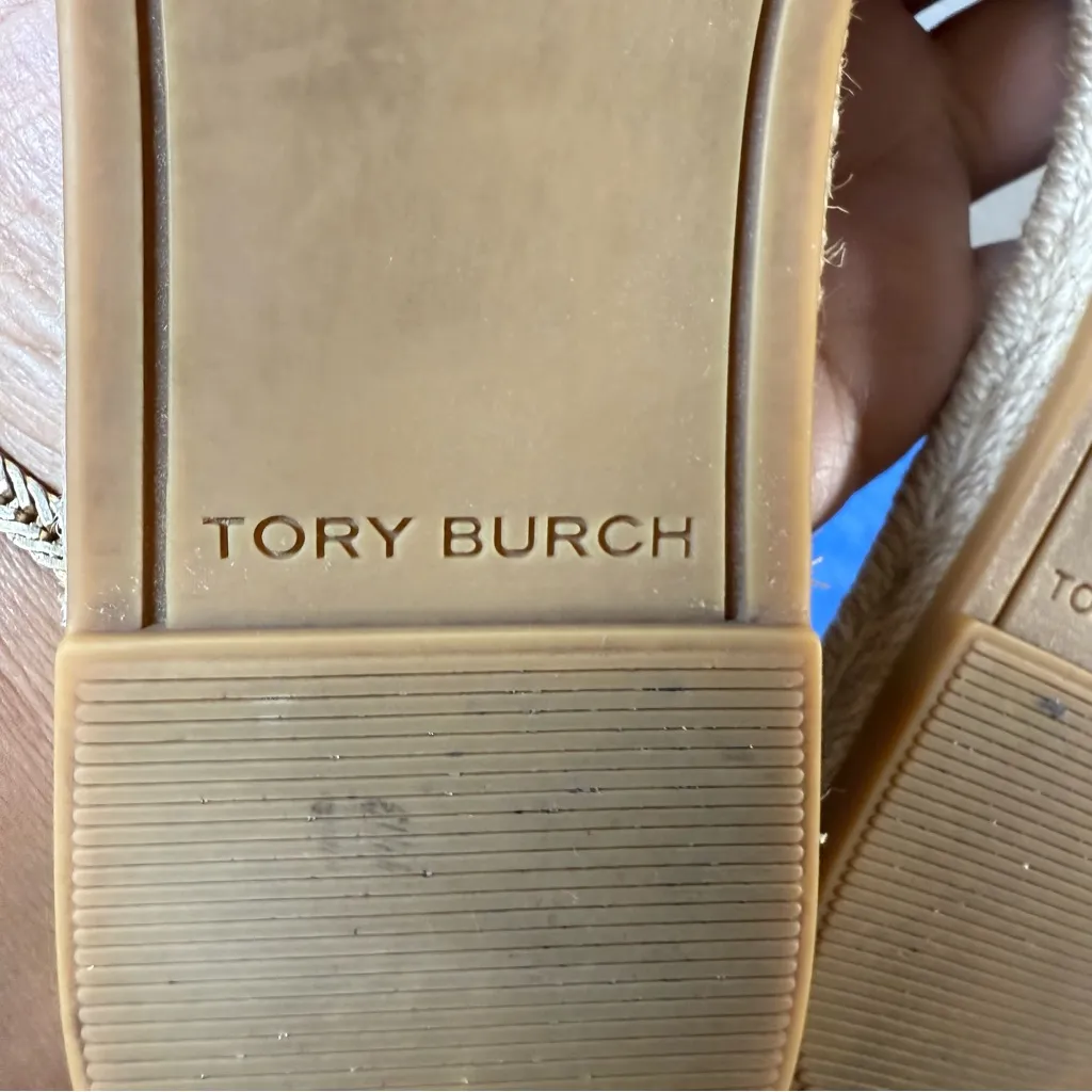 Tory Burch T Monogram Espadrille Slide Sandals SZ:6M - Image 6