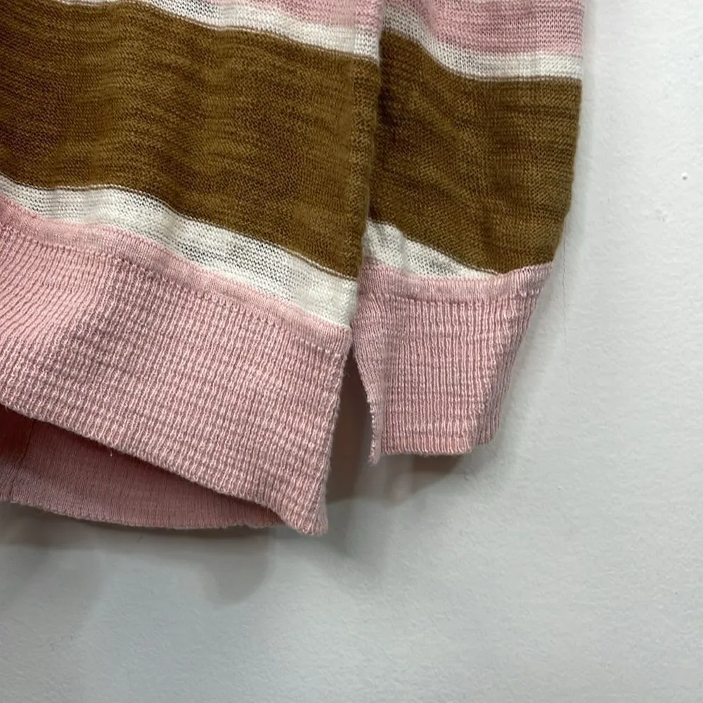 Moth Anthropologie Pink Striped Sweater pullover Lightweight size Medium Pink - Image 5