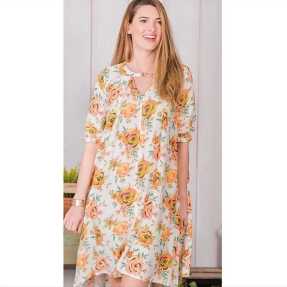 Matilda jane white and pink floral Flowy dress small - Image 8