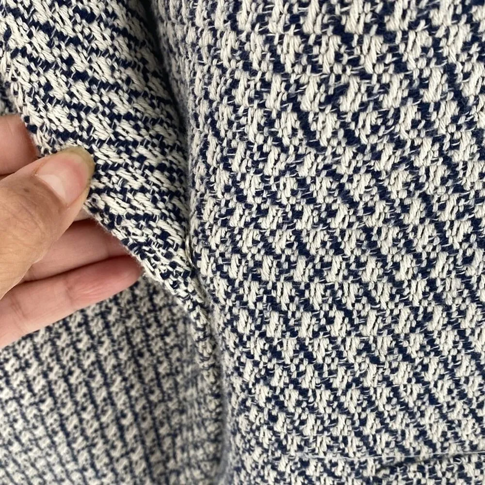 Zara Basic Collection tweed blue white contemporary coat longline size XS - Image 7