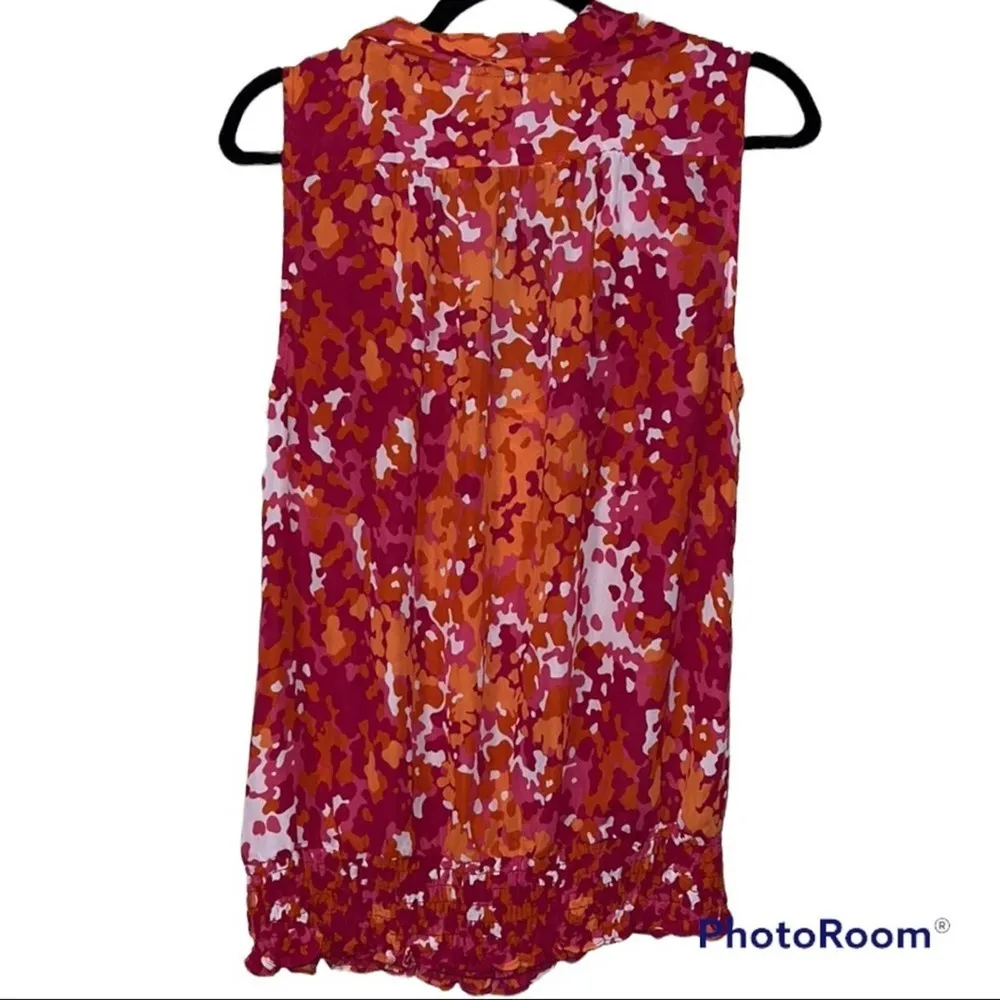 Michael Kors large bright tank sheer lightweight sleeveless elastic FLAW Orange - Image 3