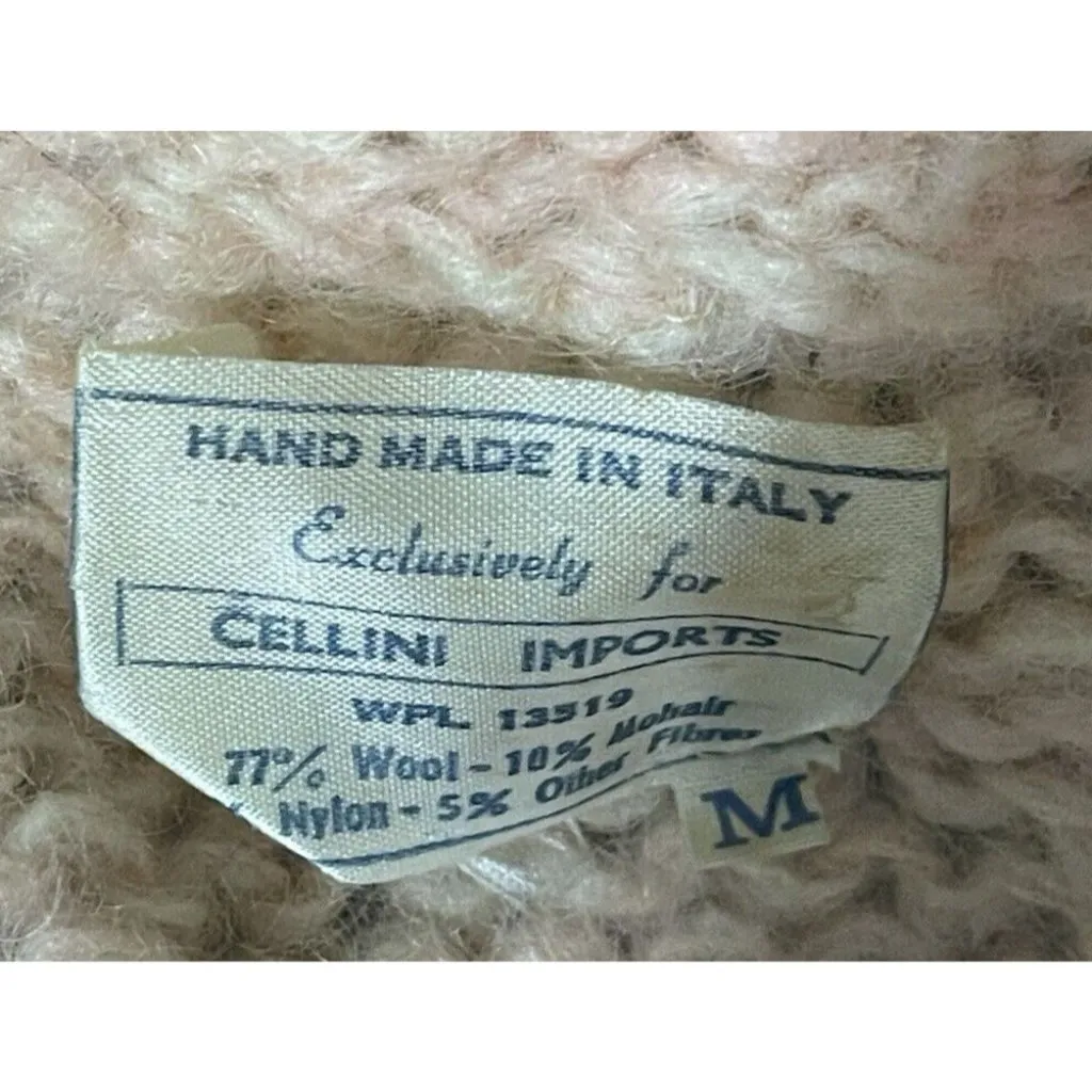 Vintage Hand Knit Italy Soft Pink Chunky Knit Button Up Cardigan Cellini Imports Size undefined - Image 5