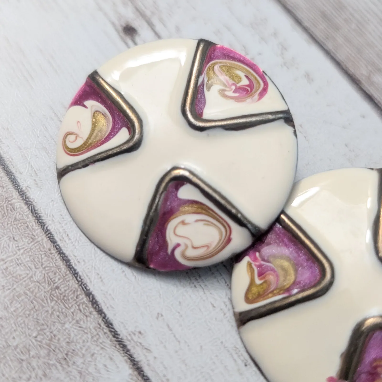 Vintage Stud Earrings For Pierced Ears Retro Circular Extra Large - Image 4