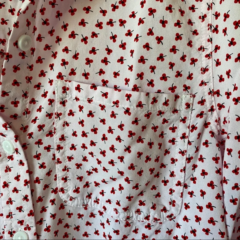 beachlunchlounge Button Down Poppy Shirt Red Sz Small - Image 5