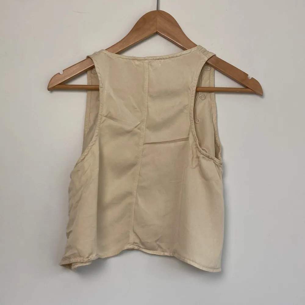 Free to Fly| Cream Colored Cropped Embroidered Tank Top Tan Size undefined - Image 4