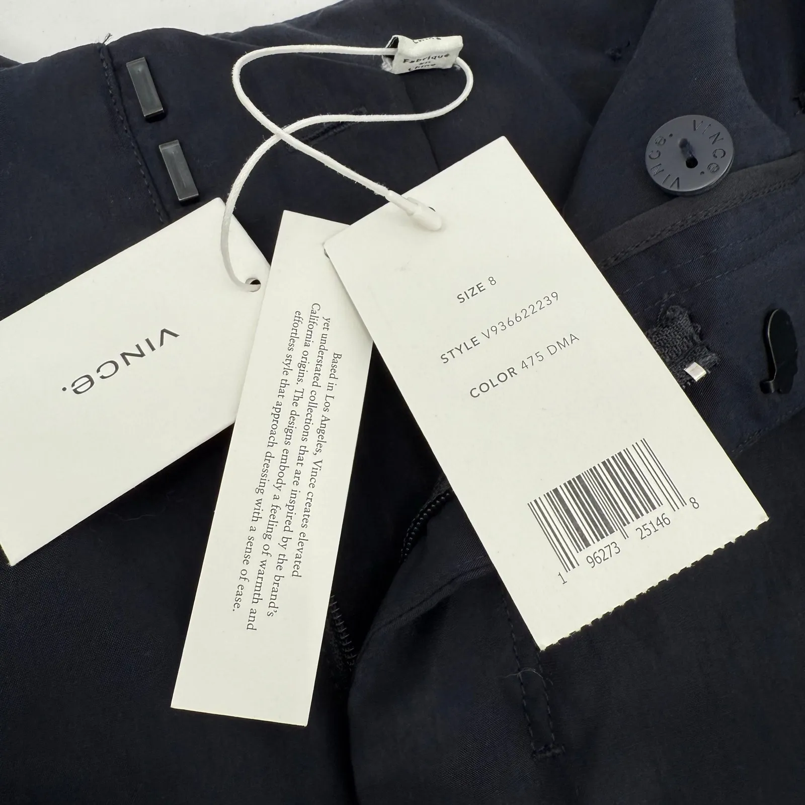 VINCE Pants Size 8 Seamed Fluid Navy Dark Marina NWT Designer Luxury Lightweight - Image 7