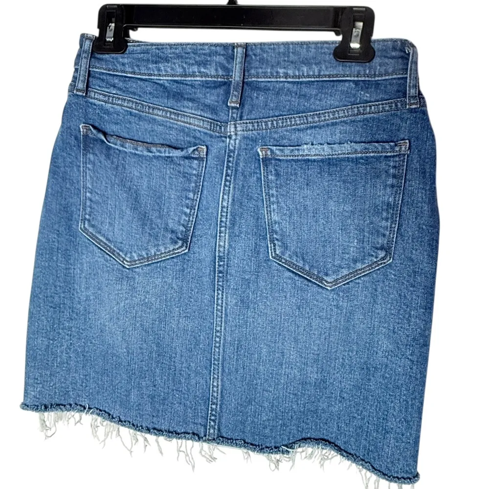 Old Navy Denim Short Skirt Button Front Frayed Hem Blue Womens Size 2 Distressed - Image 4