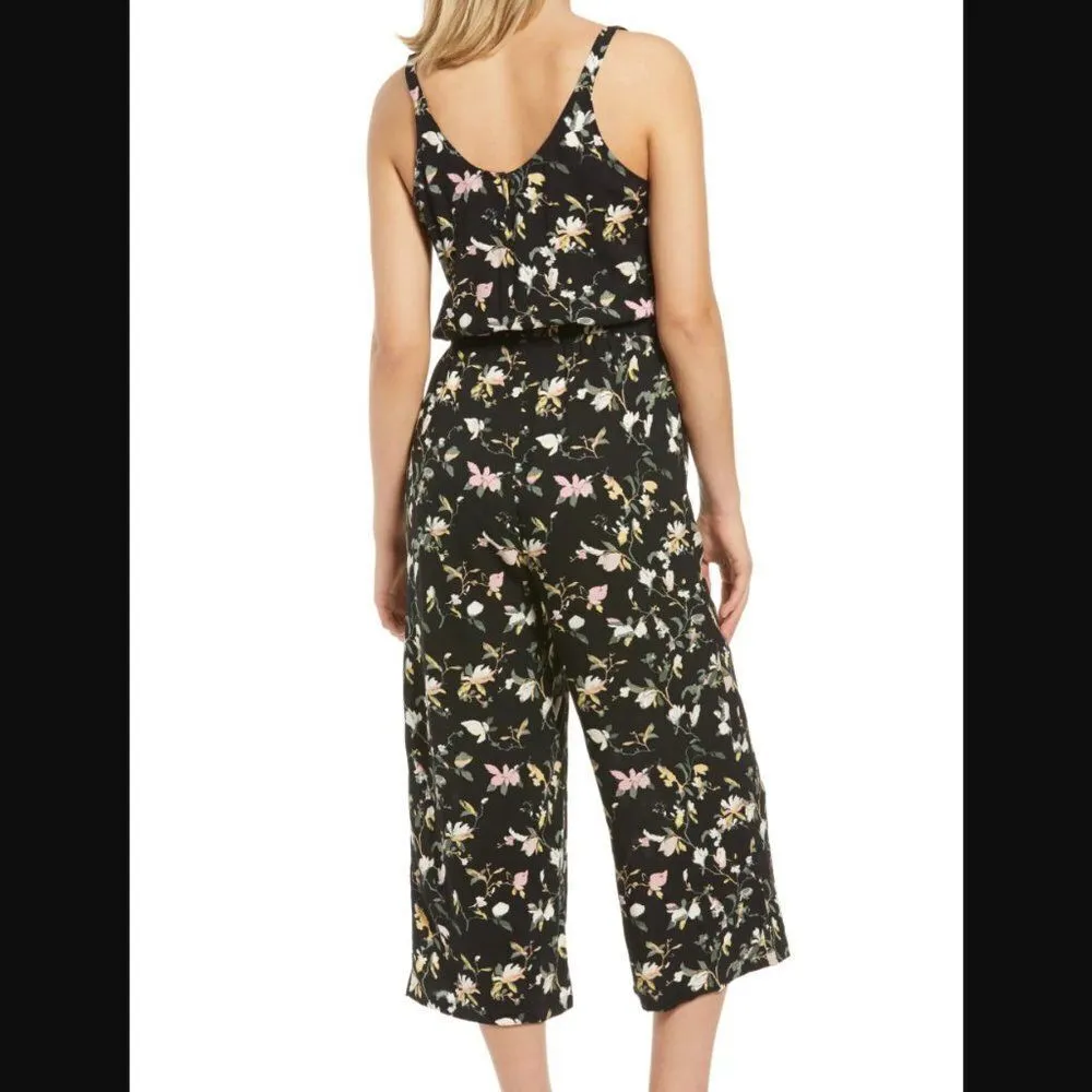Vero Moda Jumpsuit Simply Easy Floral Pattern Culotte Cropped Casual Black Cute - Image 3