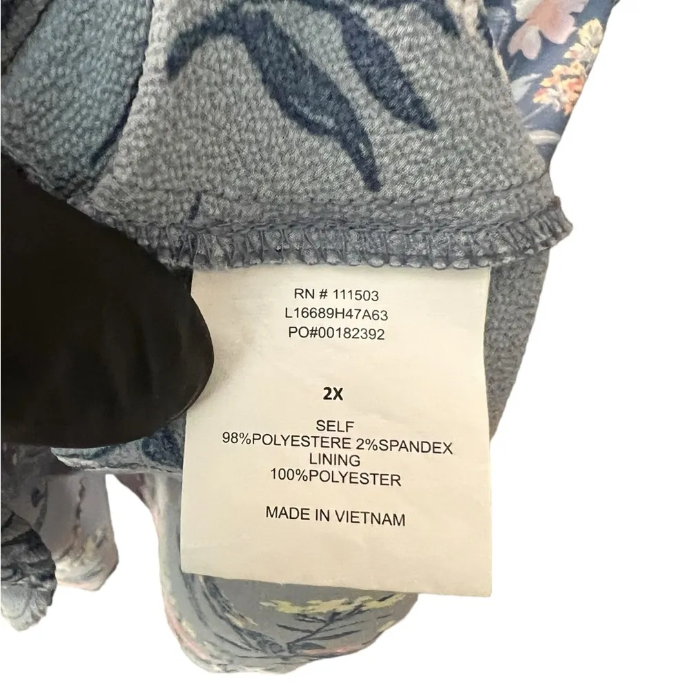 C By Charming Charlie Dress Womens Blue Floral Moms Day Surplice Colorblock 2X - Image 6