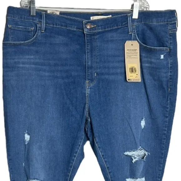 Levi’s‎ 720 High Rise Super Skinny Jeans Blue Medium Wash Distress Destroy - Image 3