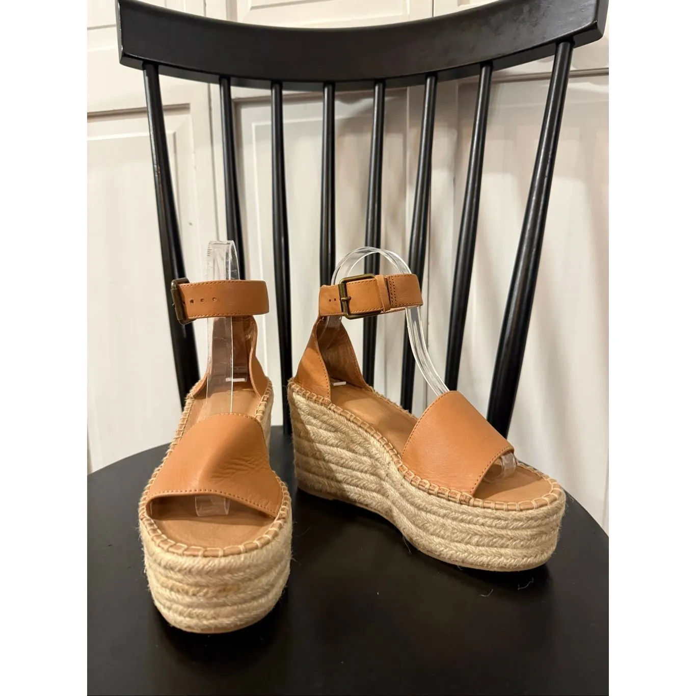 Soludos platform espadrille wedge leather sandals size 6 - Image 6