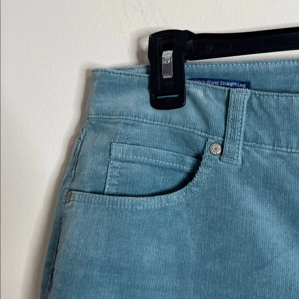 Talbots High-Waist Straight-Leg Curvy Blue Teal Corduroy Pants size 10P - Image 6
