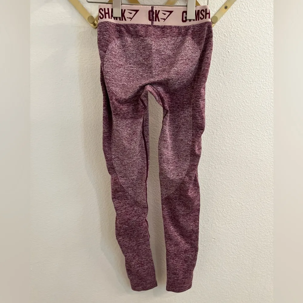 Gymshark Flex Leggings Dark Ruby Marl/Blush Nude Small - Image 9